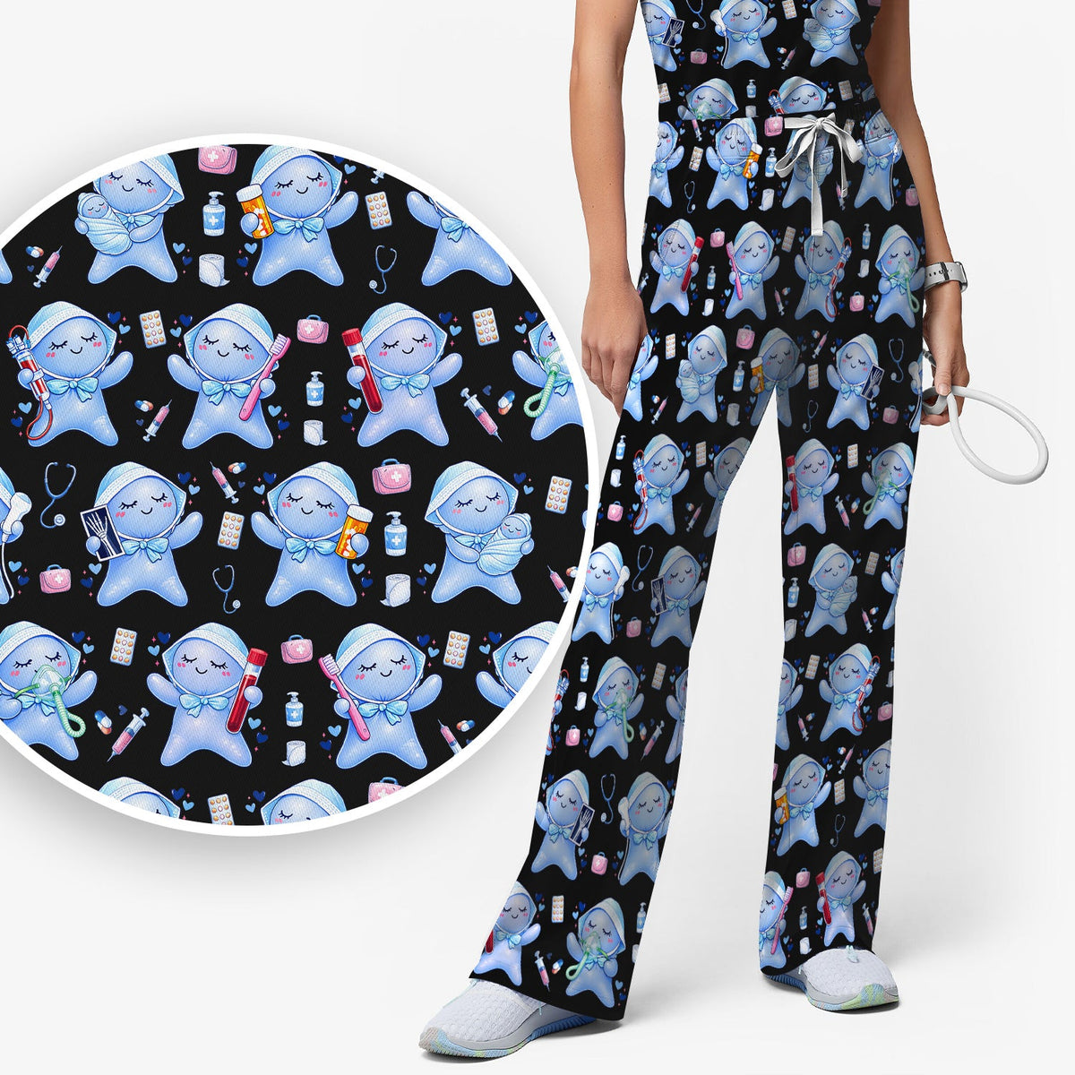 Dental Tooth Character Nurse Scrub Set