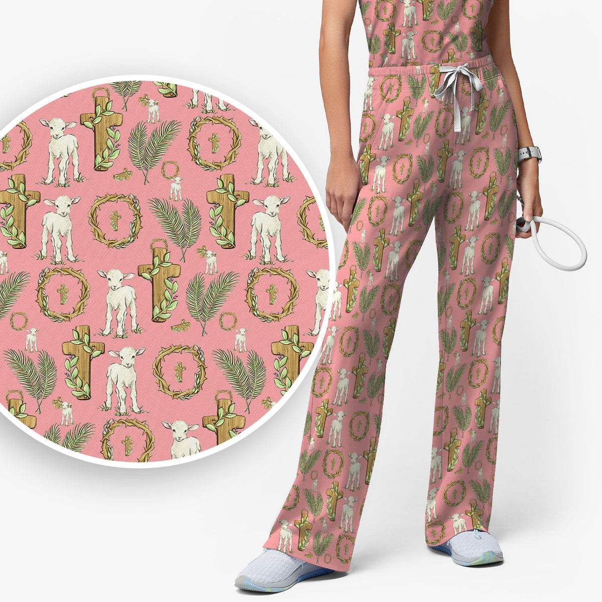 Faith Lamb Cross Nurse Scrub Set
