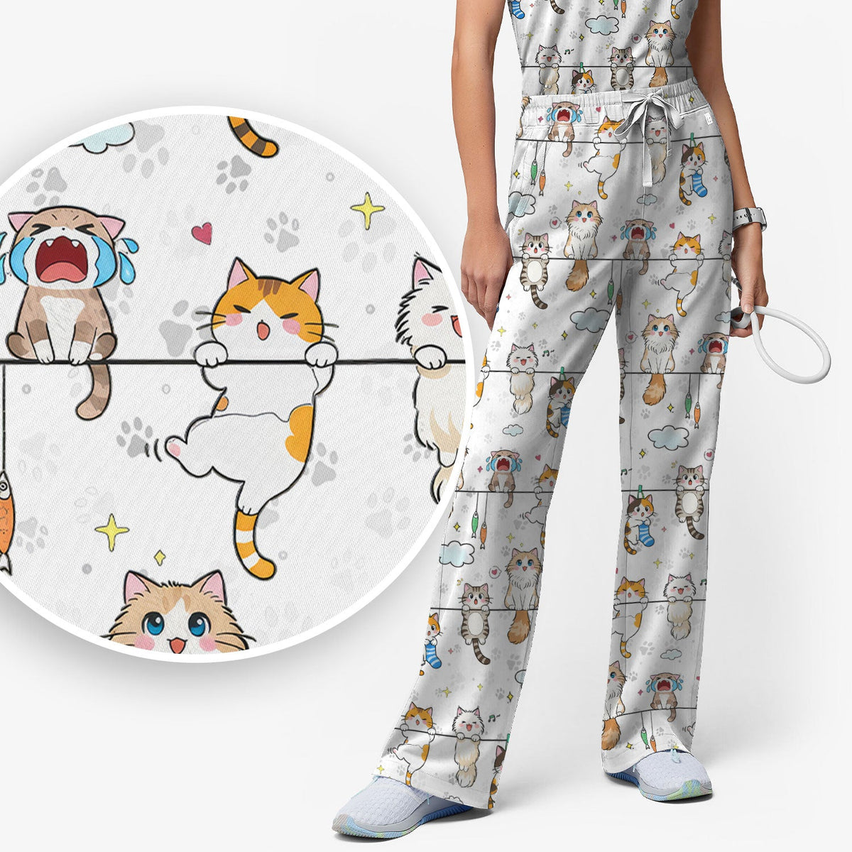 Cats With Cute Expressions Nurse Scrub Set