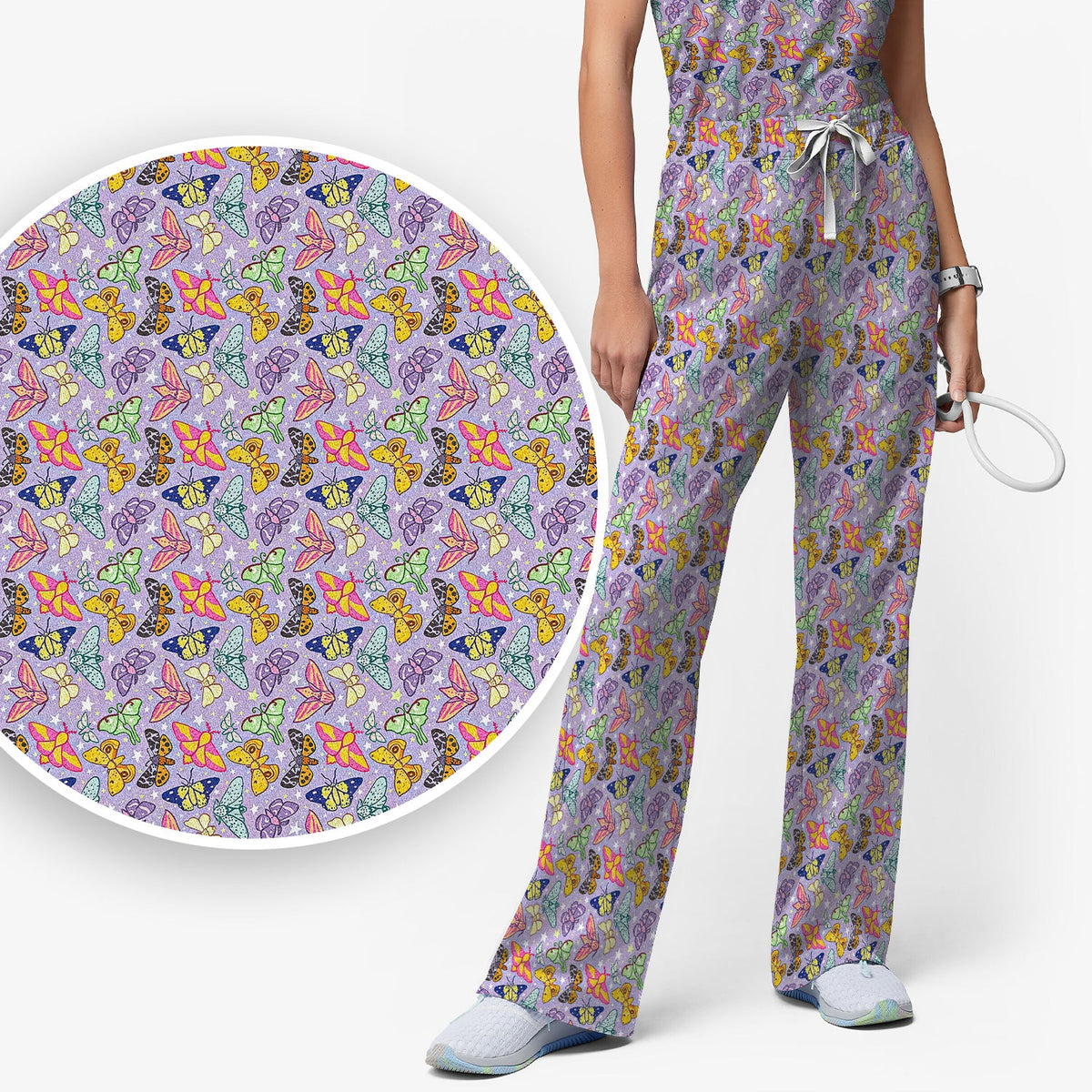 Colorful Butterfly Nurse Scrub Set