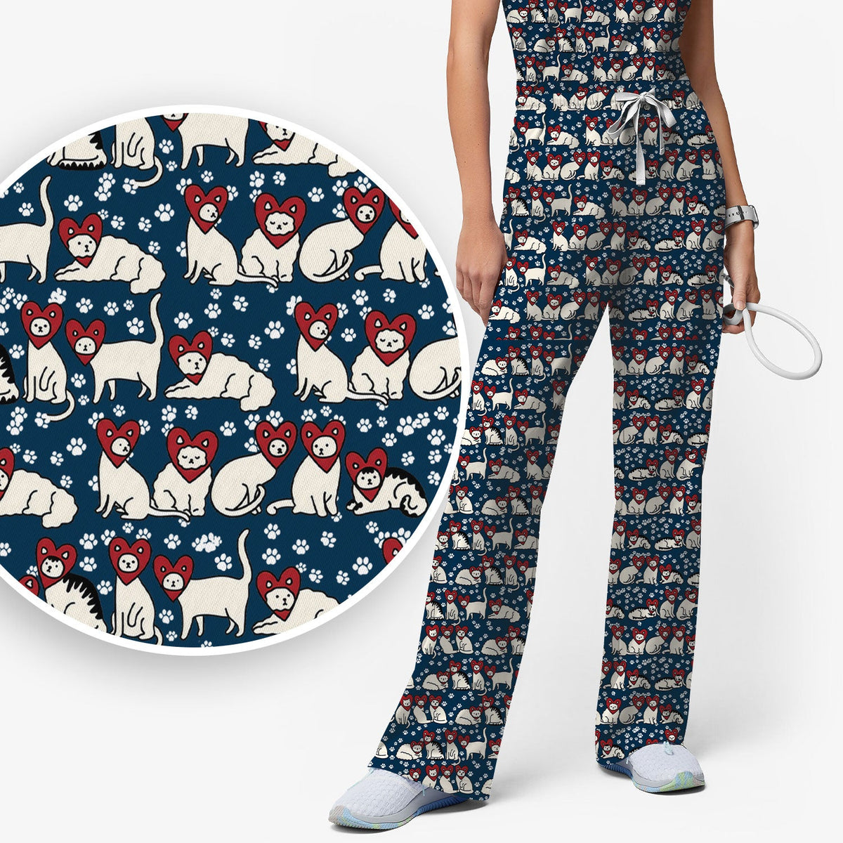 Cat Heart Nurse Scrub Set