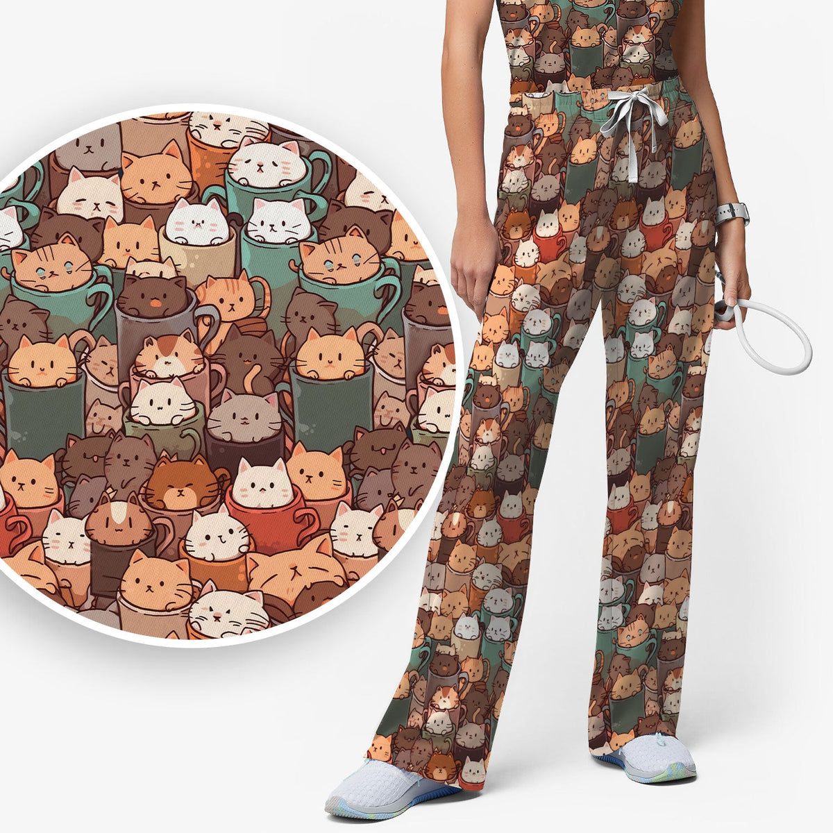 Kittens in Mug Nurse Scrub Set