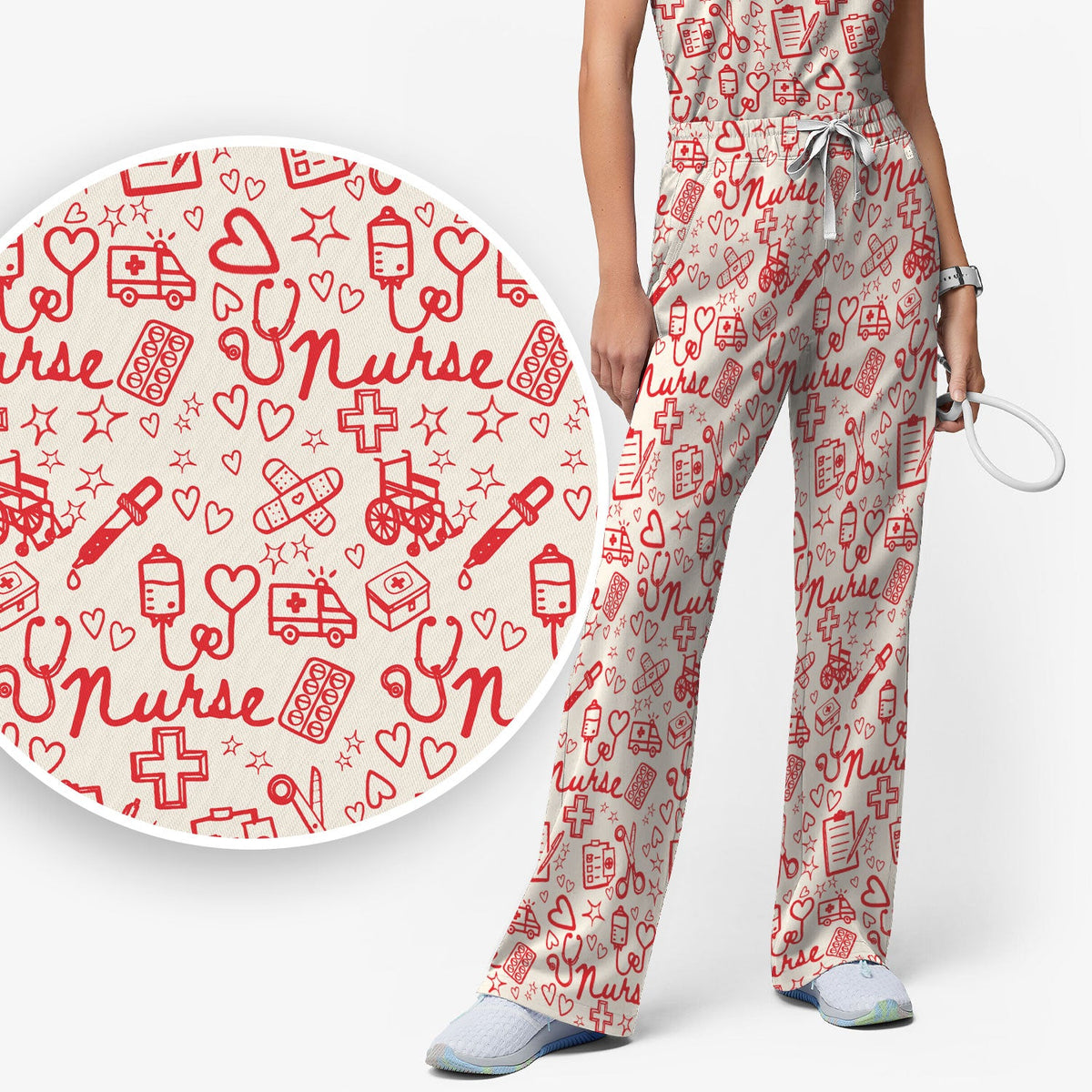 Heart Medical Nurse Scrub Set
