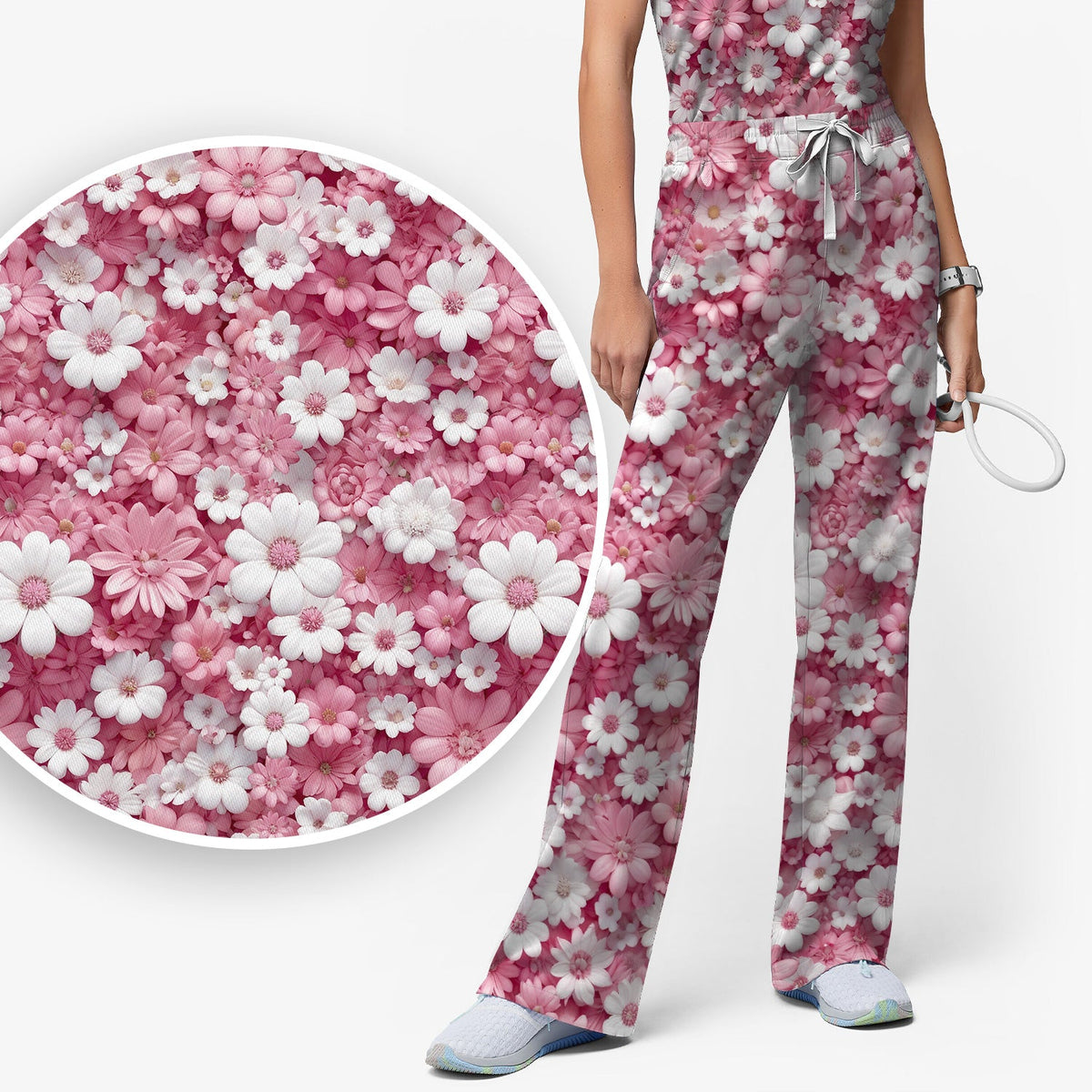 Daisy Flower Bloom Nurse Scrub Set