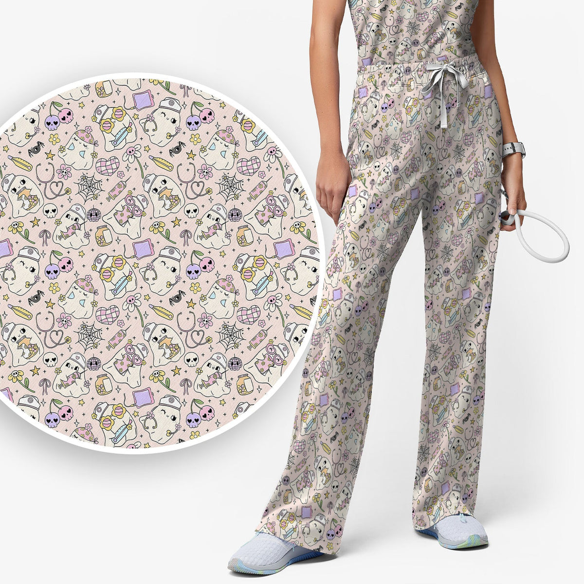 Halloween Ghosts Nurse Scrub Set