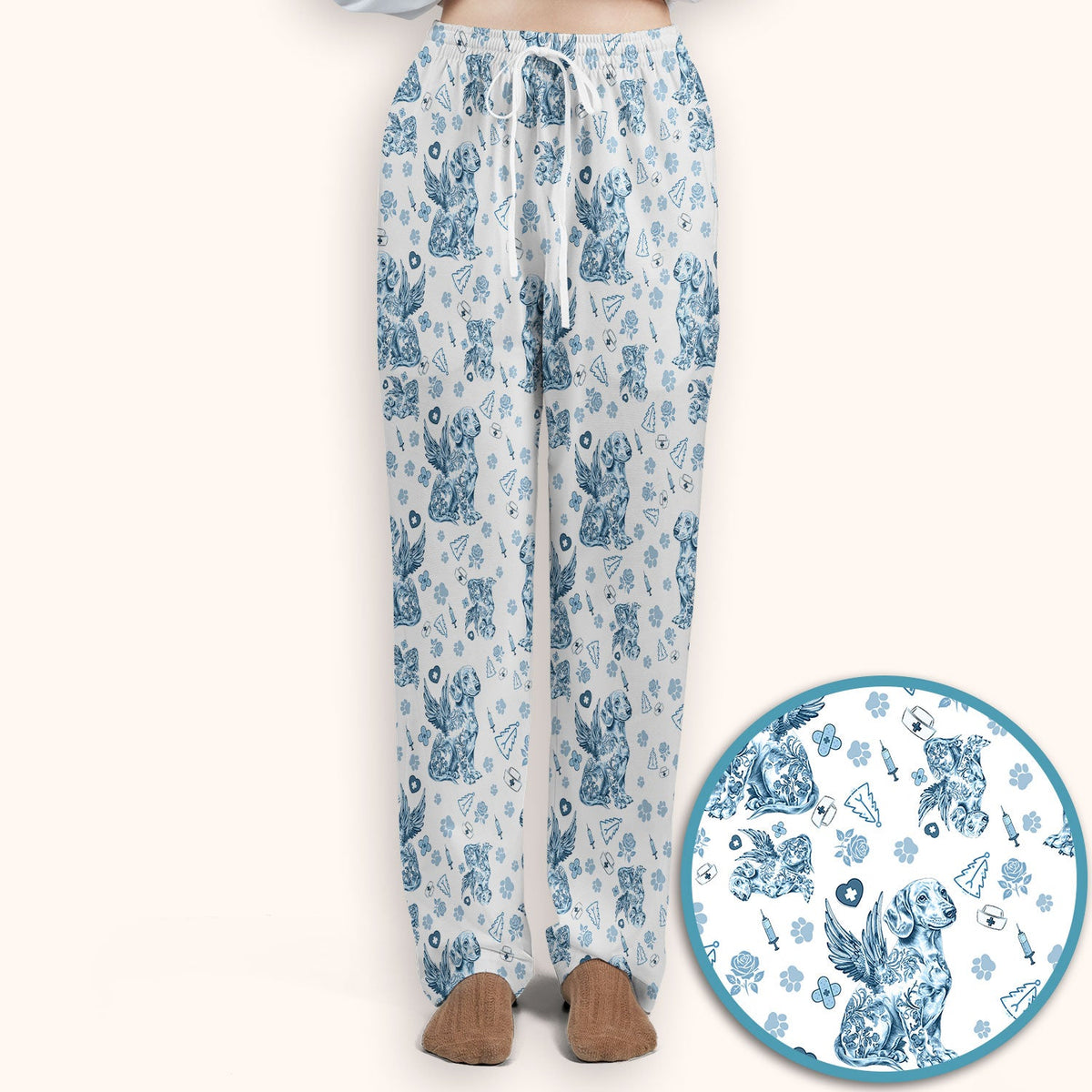 Toile De Jouy Dachshund Angel Nurse Scrub Set