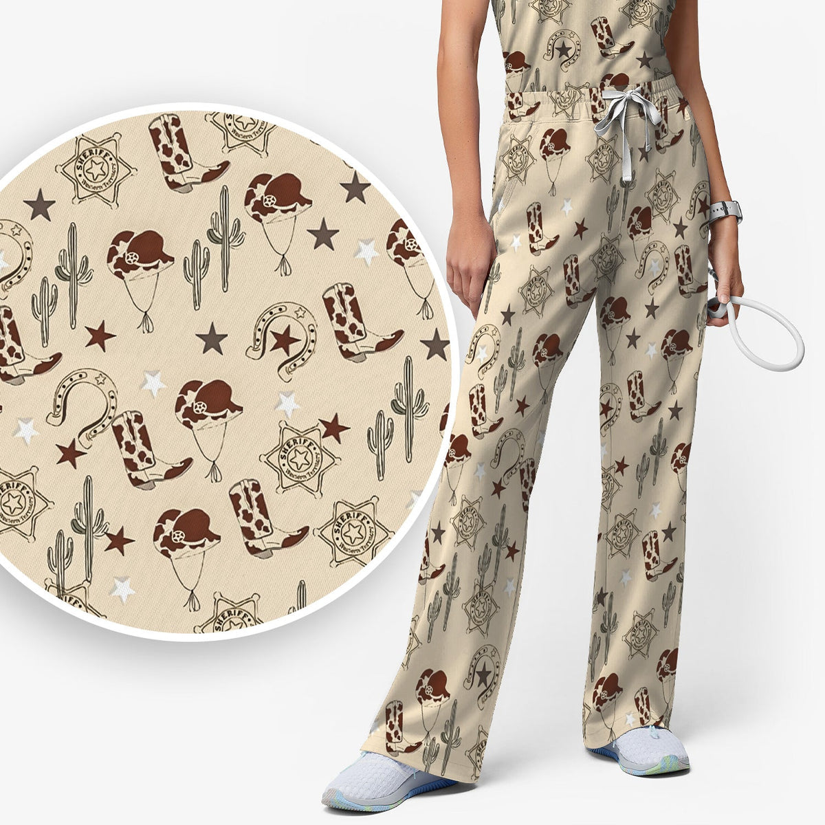 Cowboy Hats & Boots Nurse Scrub Set