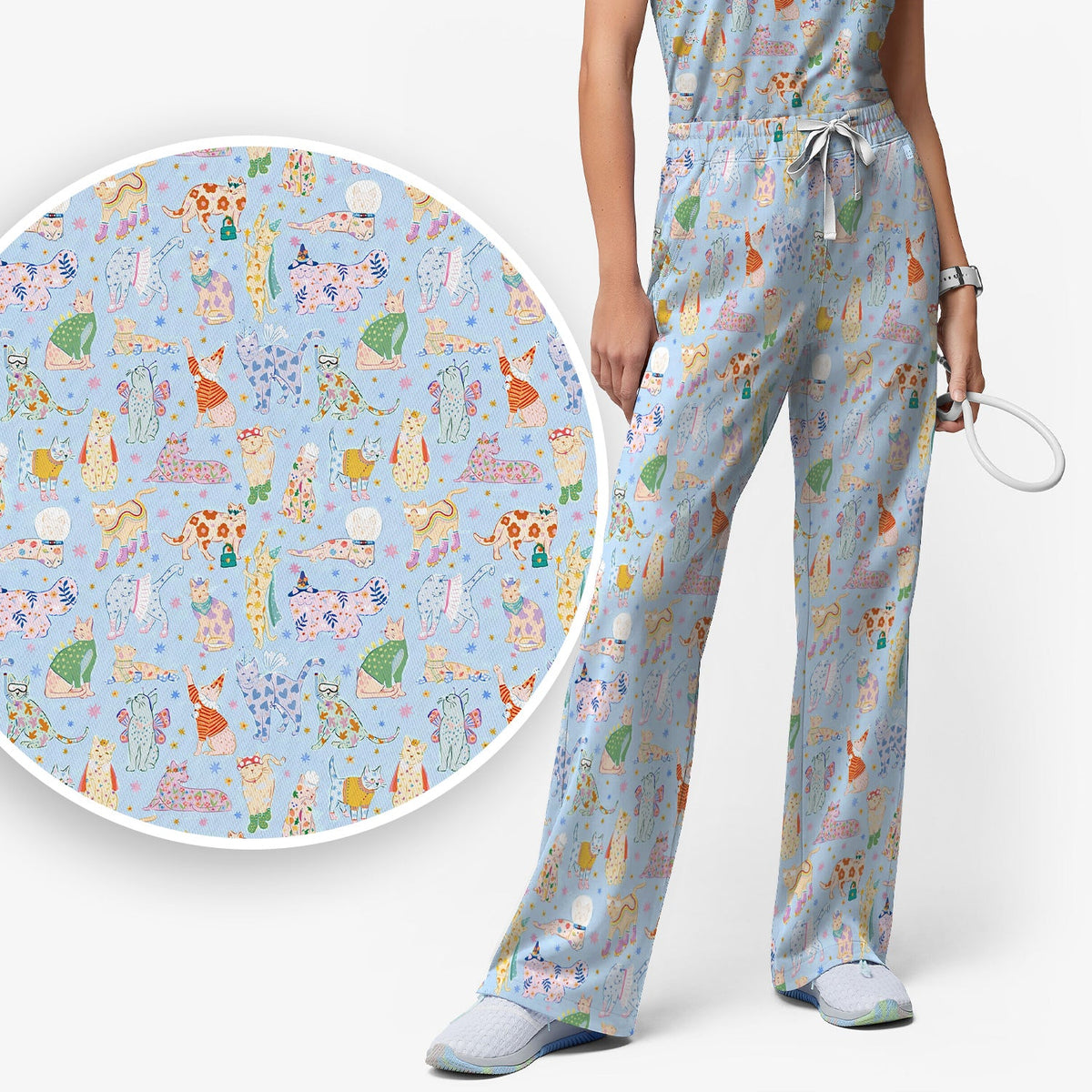 Colorful Cats Nurse Scrub Set