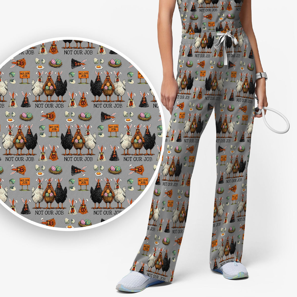 Chicken Humor Nurse Scrub Set - Easter Gift