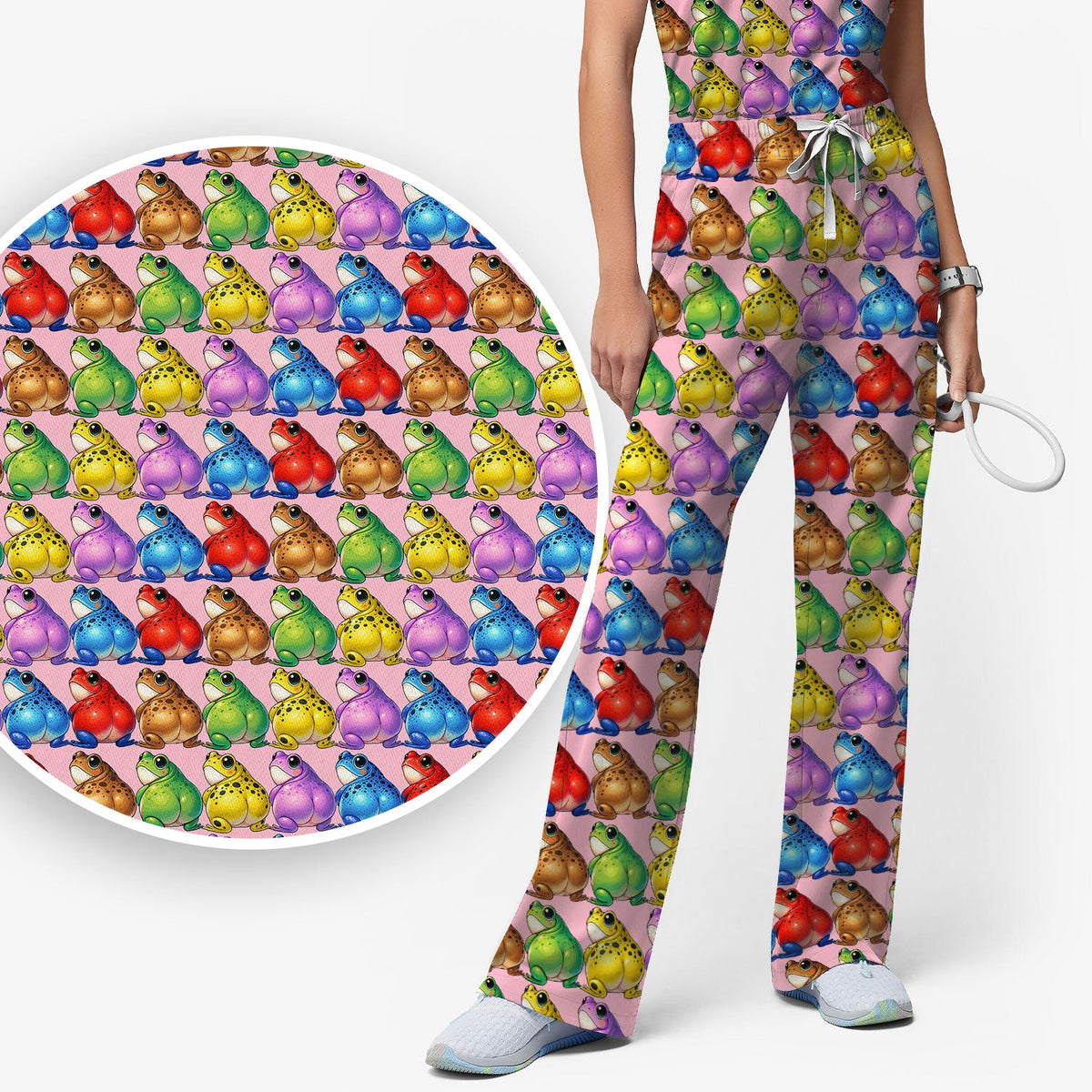 Colorful Frogs Nurse Scrub Set