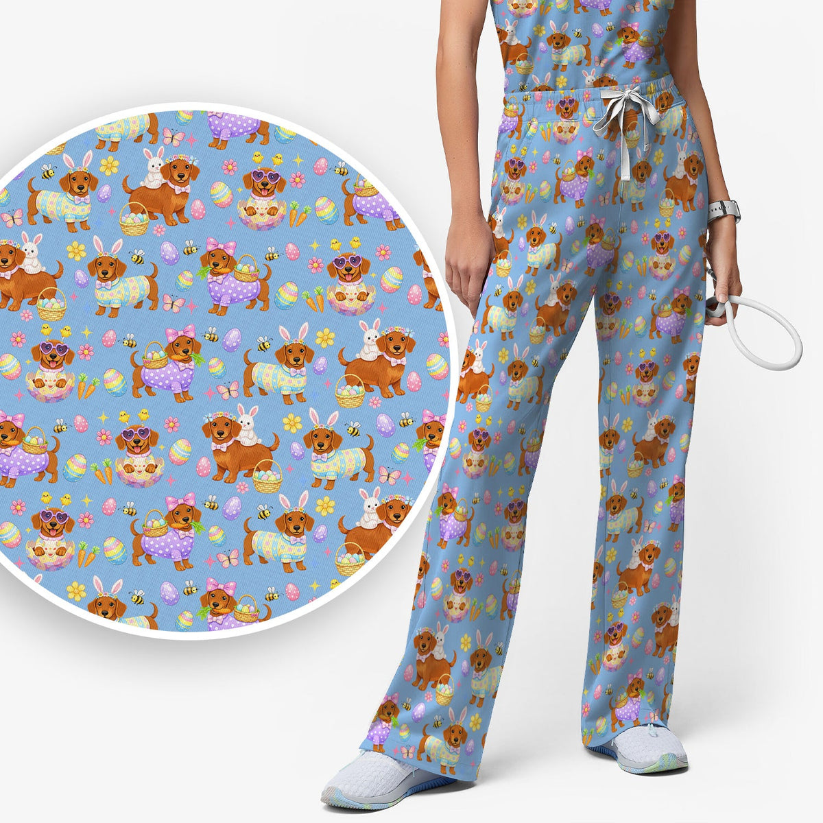 Easter Dachshund Nurse Scrub Set