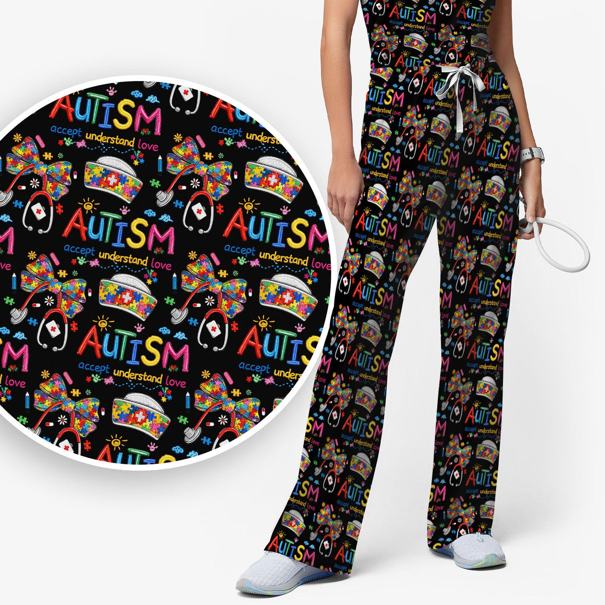 Autism Awareness Accept Understand Love Nurse Scrub Set