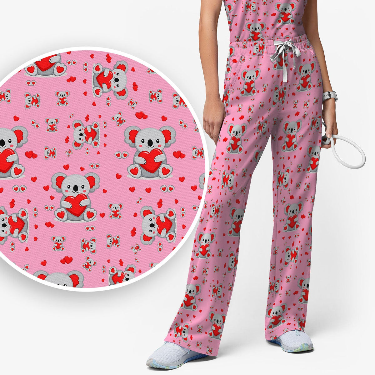 Valentine Koala Heart Nurse Scrub Set