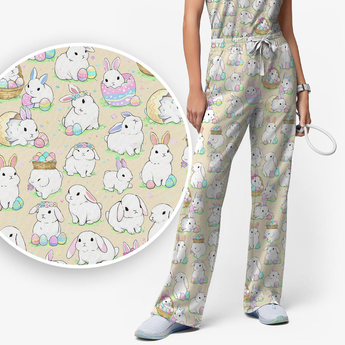 Bunny Egg Nurse Scrub Set - Easter Gift