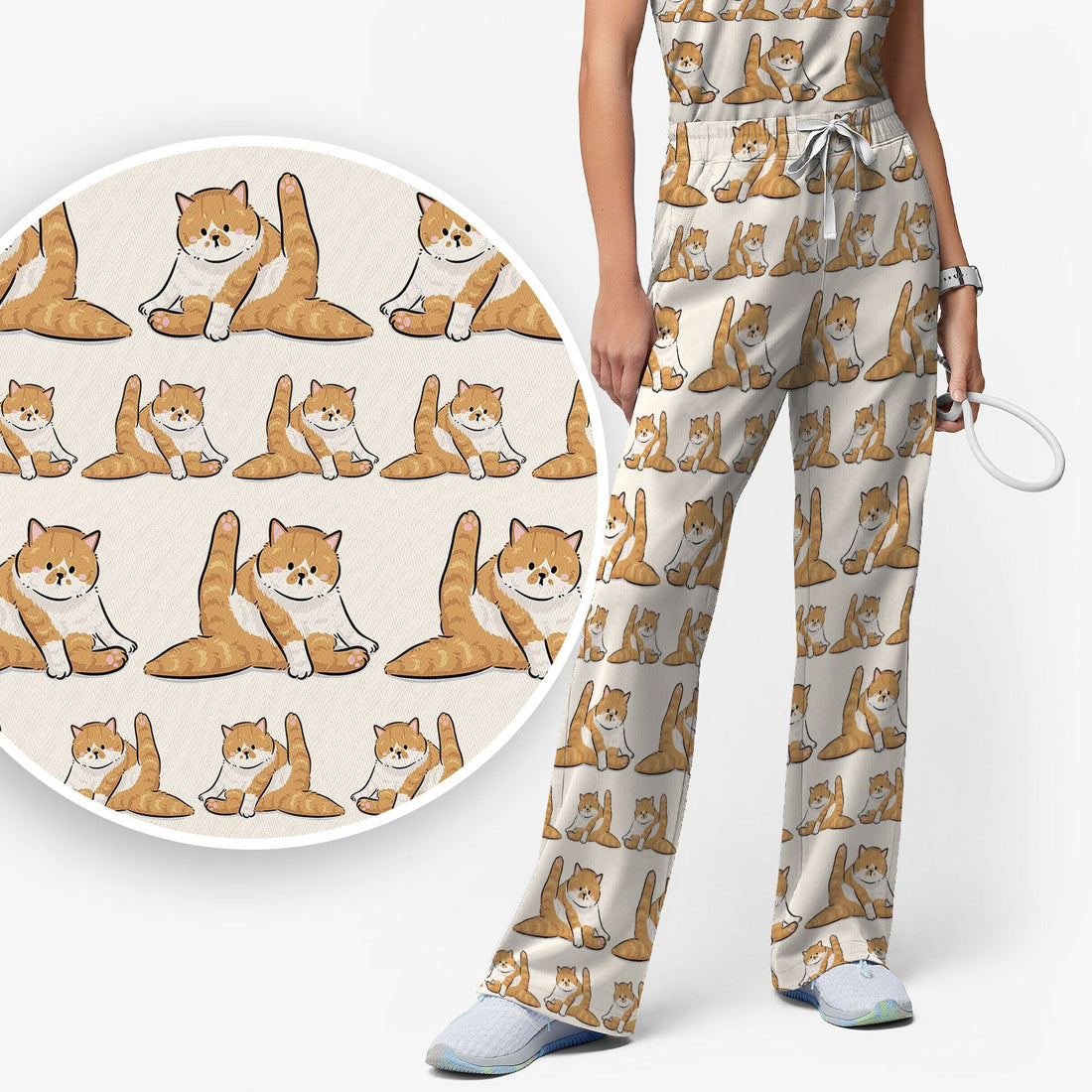 Personalized Cat Photo Nurse Scrub Set