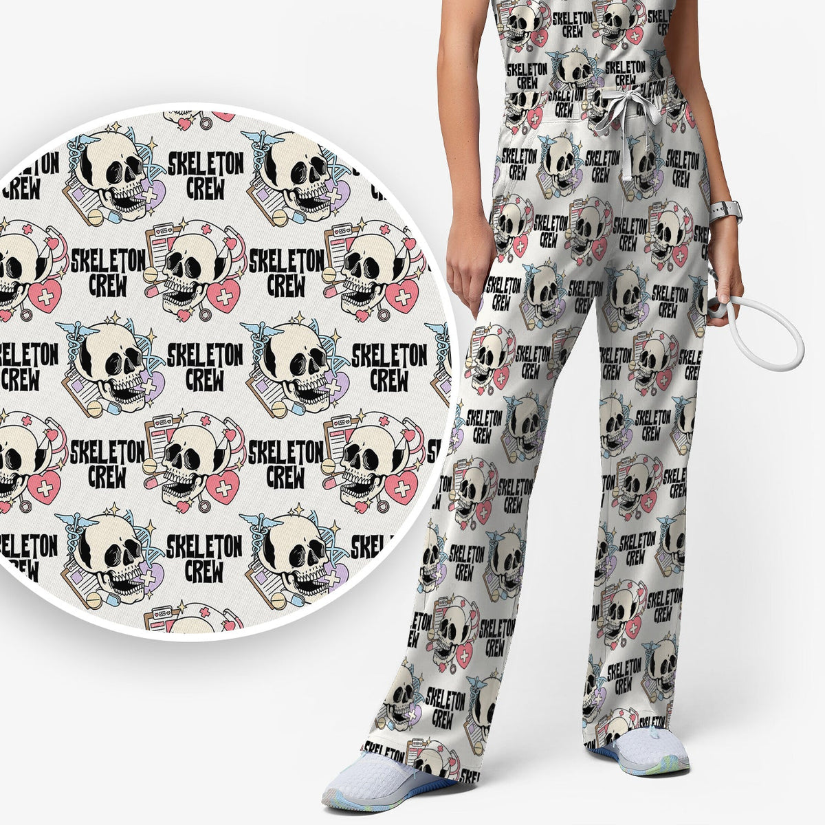 Skeleton Crew Nurse Scrub Set - Halloween Gift