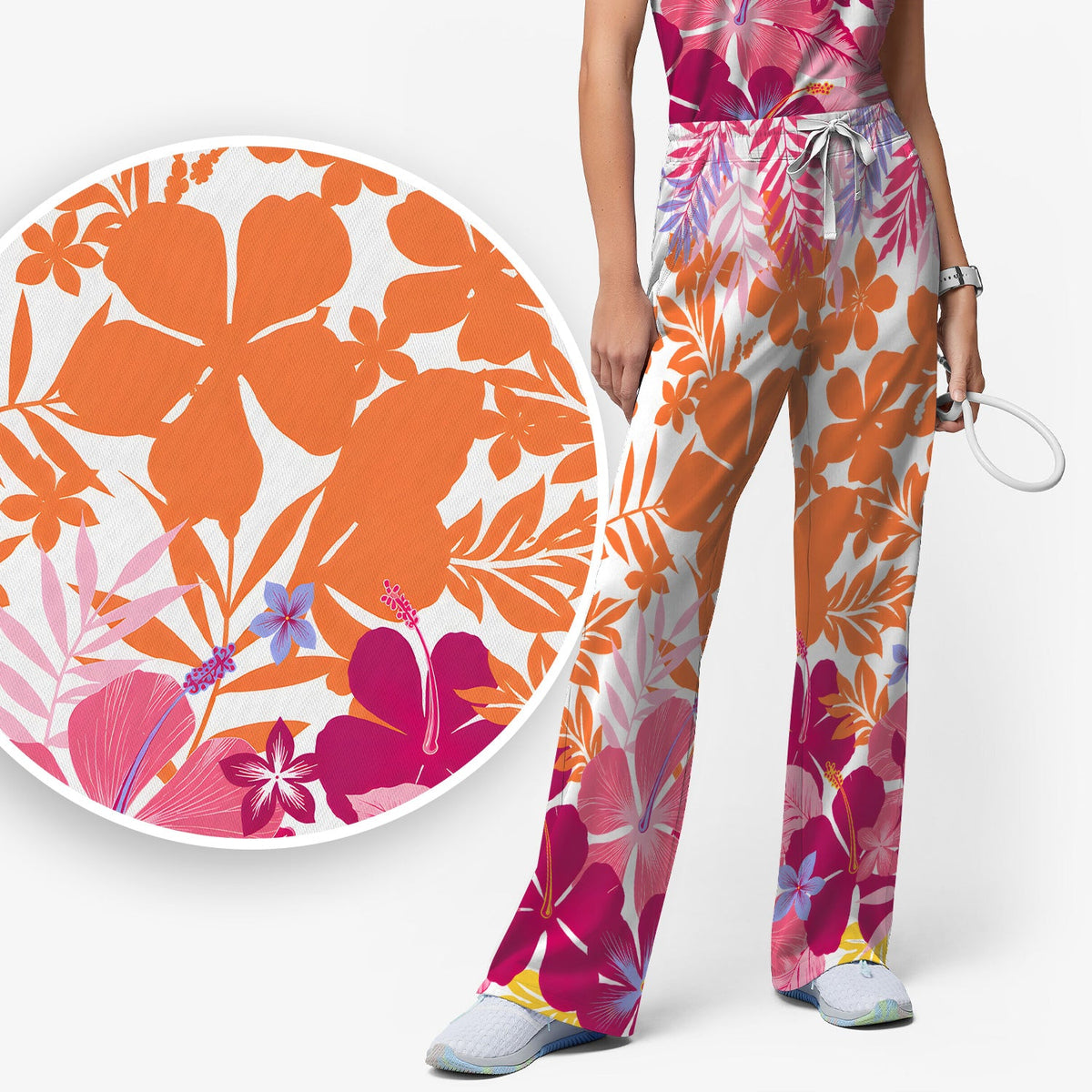 Tropical Hibiscus Bloom Nurse Scrub Set
