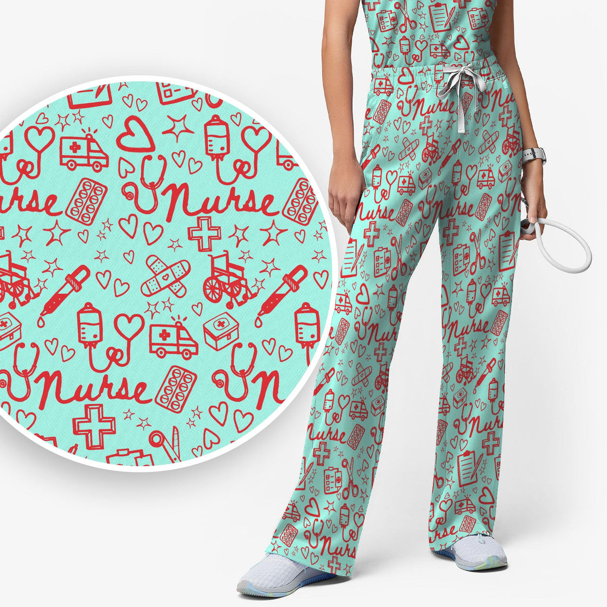 Heart Medical Nurse Scrub Set