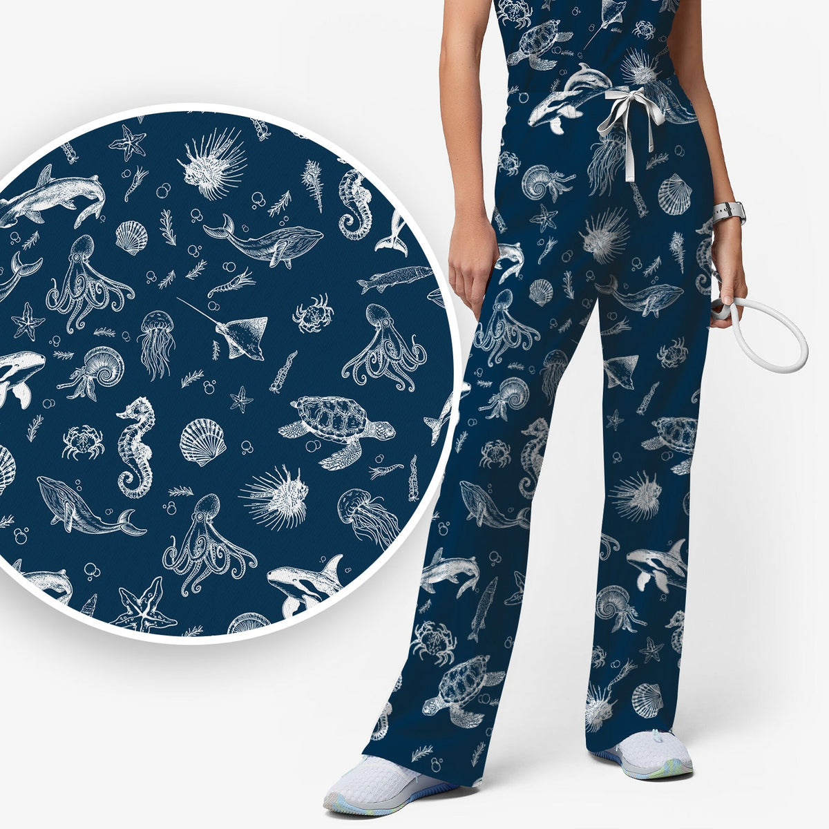 Marine Sea Life Nurse Scrub Set