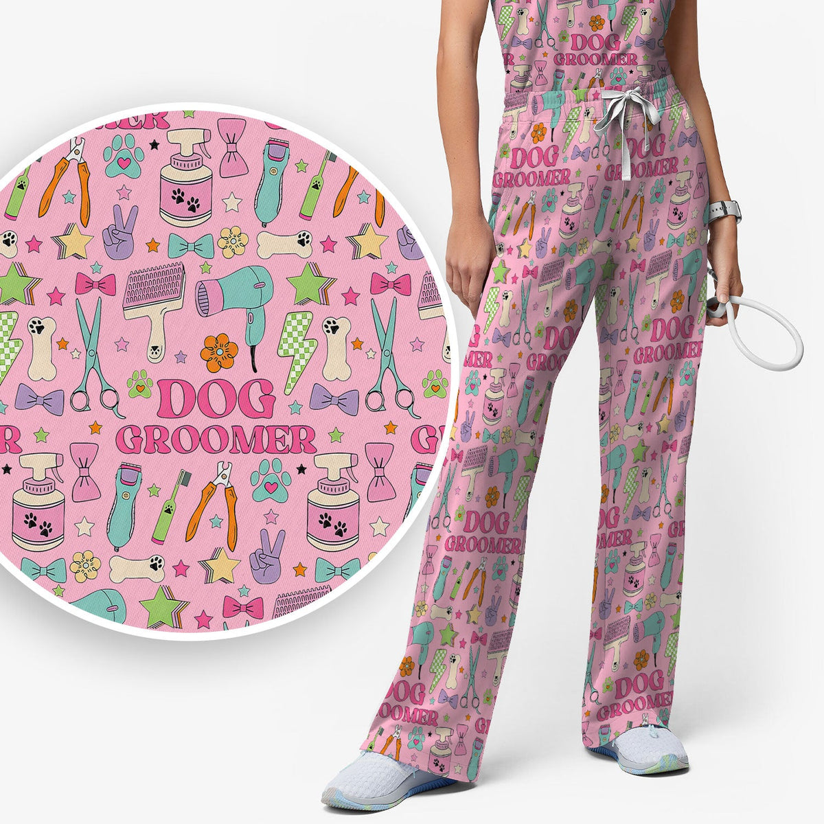Dog Groomer Tools Nurse Scrub Set