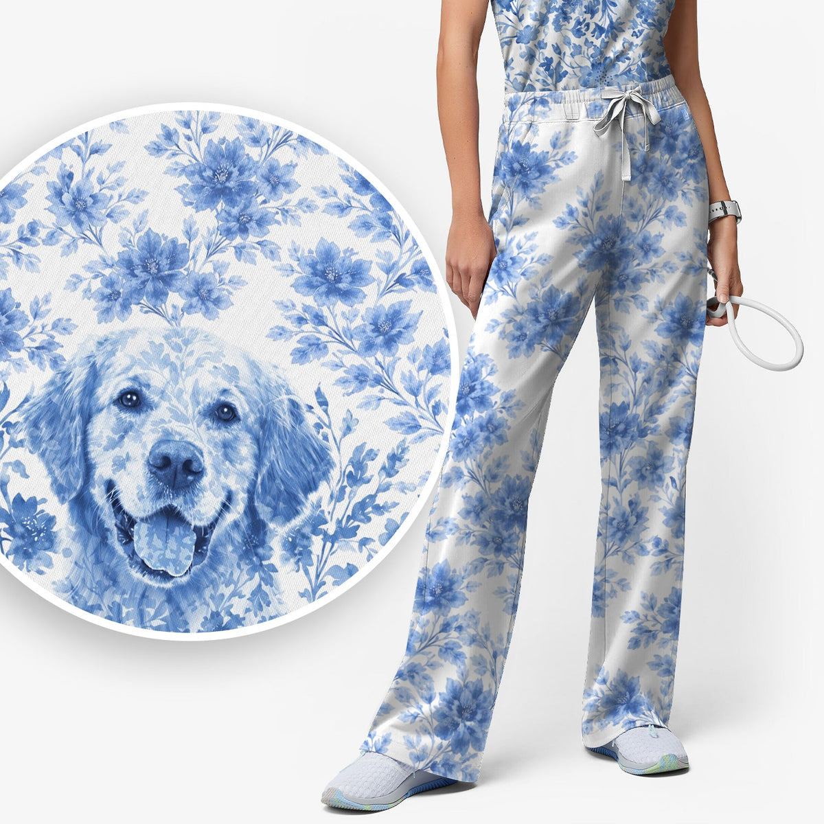 Personalized Pet Photo Floral Scrub Set