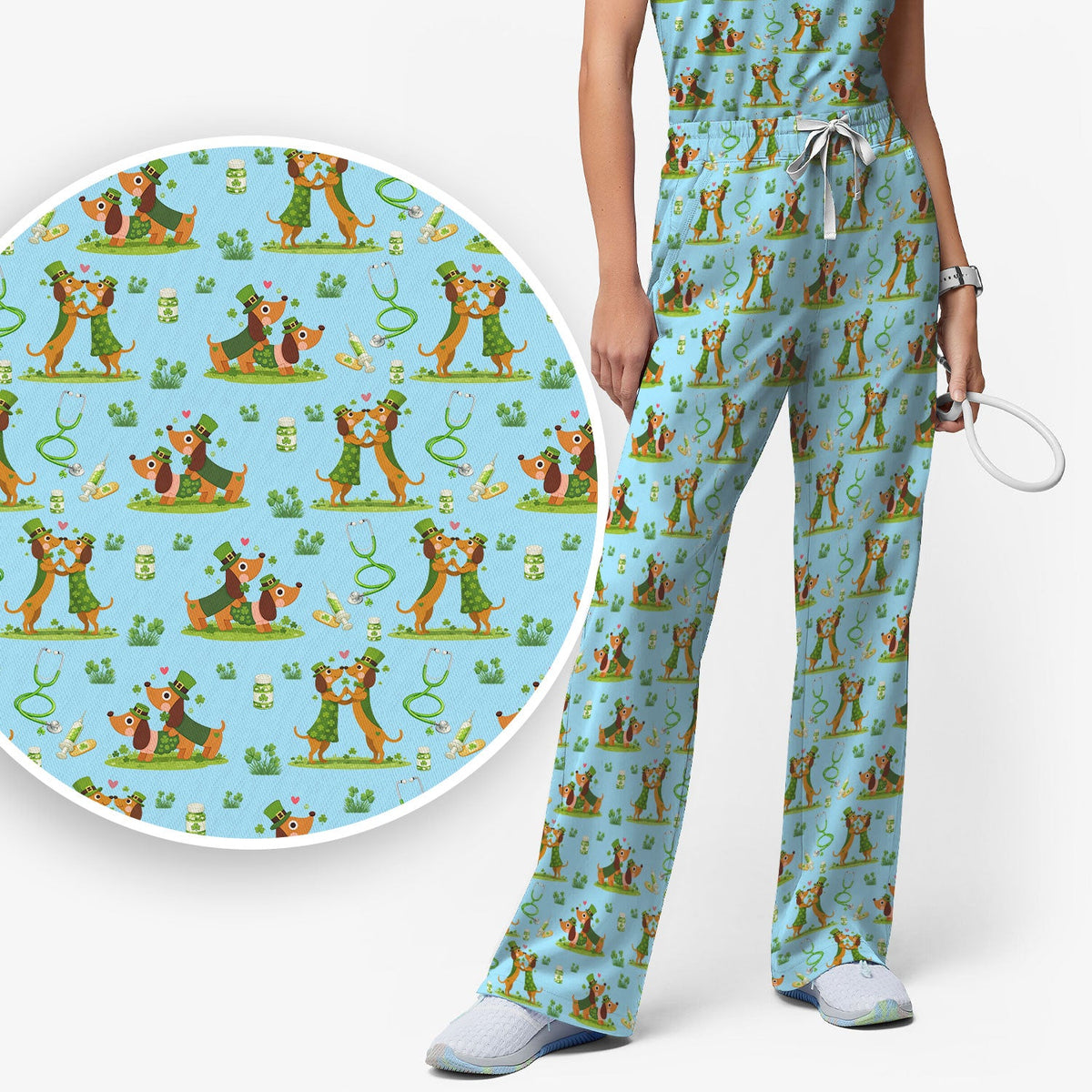 Valentine Dachshund Nurse Heart Scrub Set