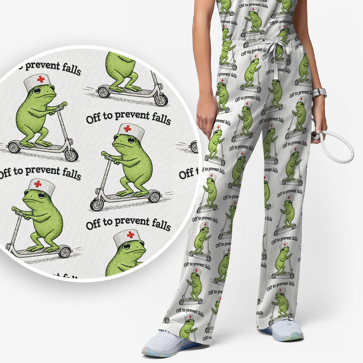 Funny Nurse Scrub Set, Off To Prevent Falls Nursing Shirt, Breathable Fabrics Nursing Uniform