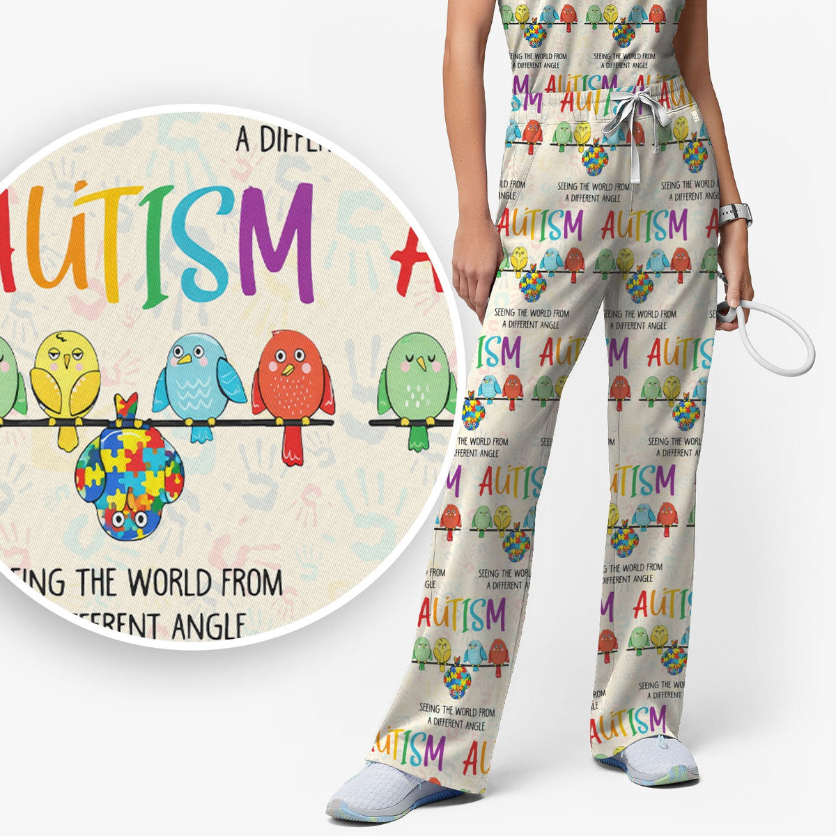 Autism Seeing The World From A Different Angle Nurse Scrub Set