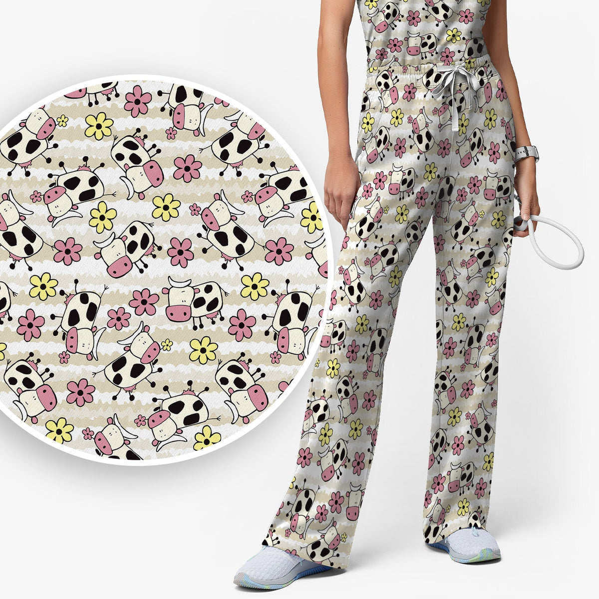 Cow Flower Meadow Nurse Scrub Set