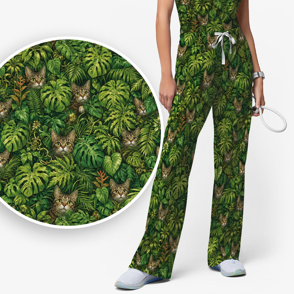 Hidden Jungle Cat Veterinary Nurse Scrub Set