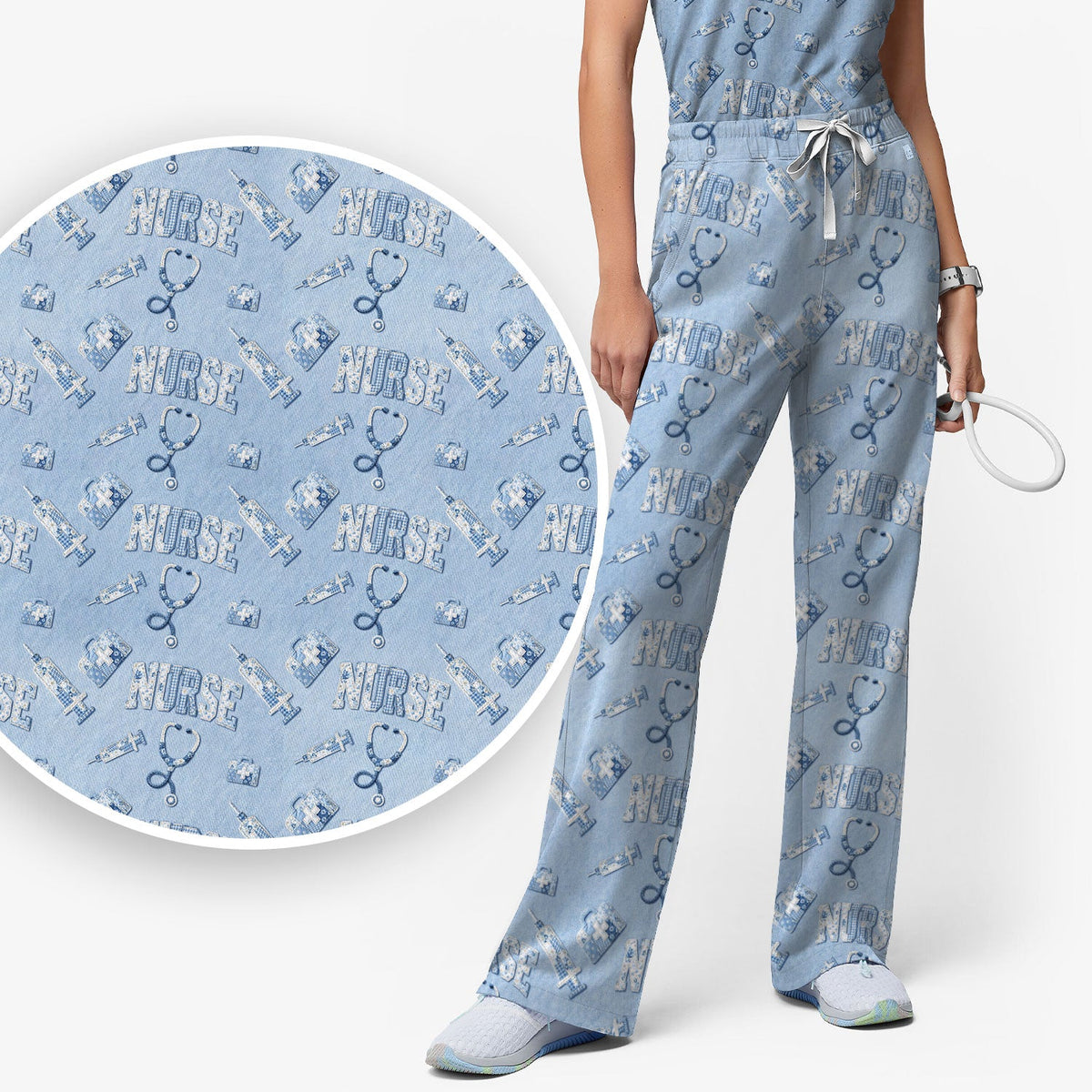 Blue Nurse Medical Scrub Set