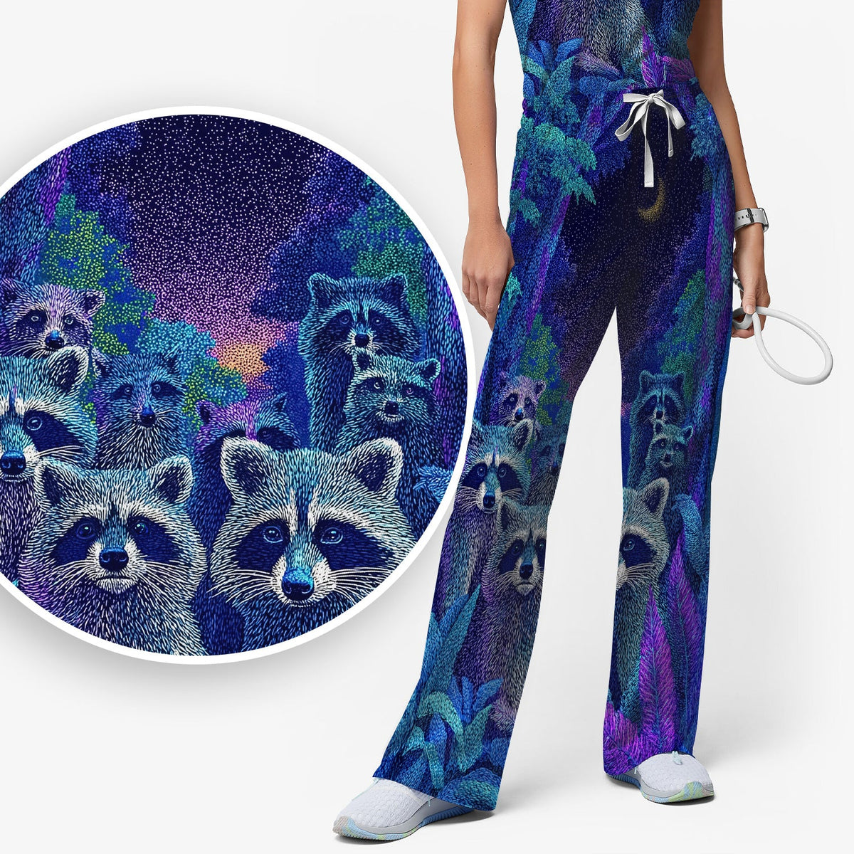 Moonlit Raccoon Nurse Scrub Set