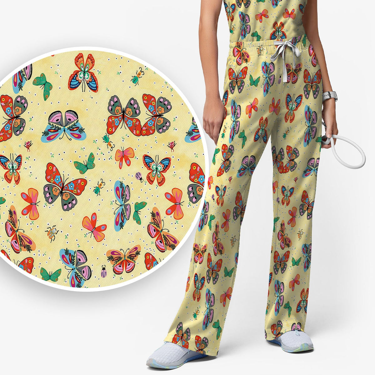 Colorful Butterfly Garden Nurse Scrub Set