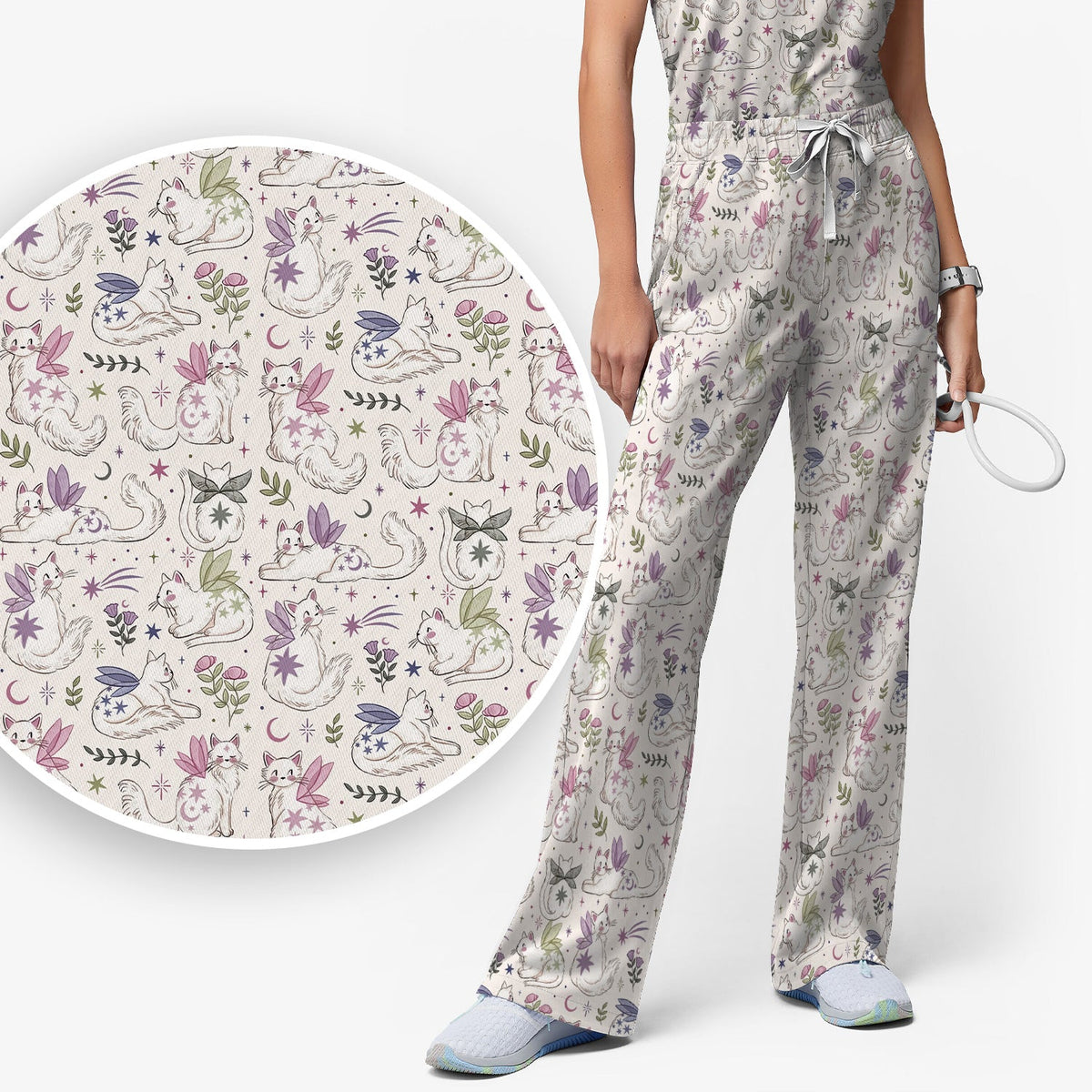Fairy Cat Moon Star Nurse Scrub Set