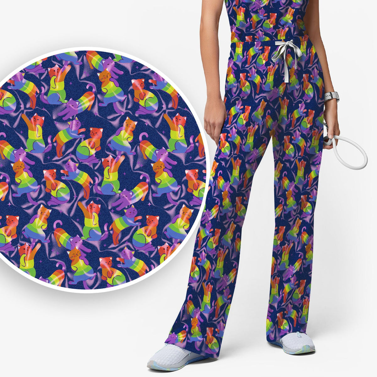 Rainbow Pride Cat Nurse Scrub Set