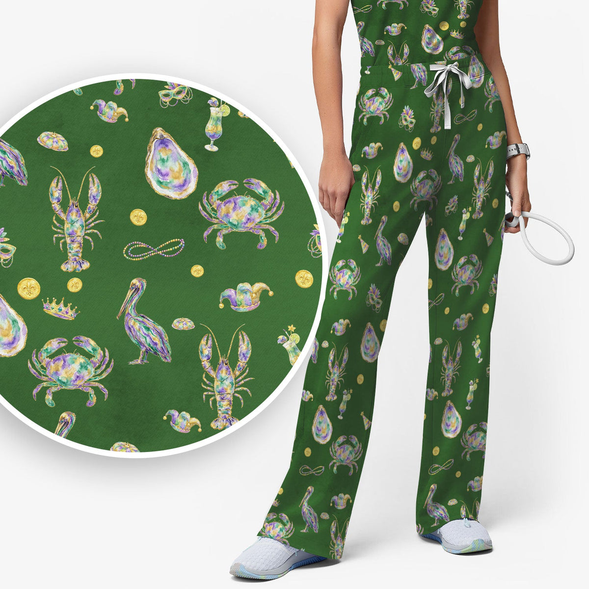 Mardi Gras Seafood Nurse Scrub Set
