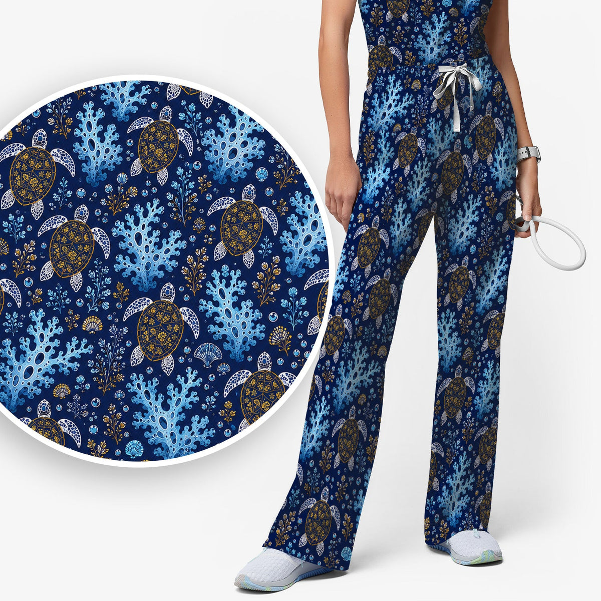 Ocean Turtle Coral Nurse Scrub Set