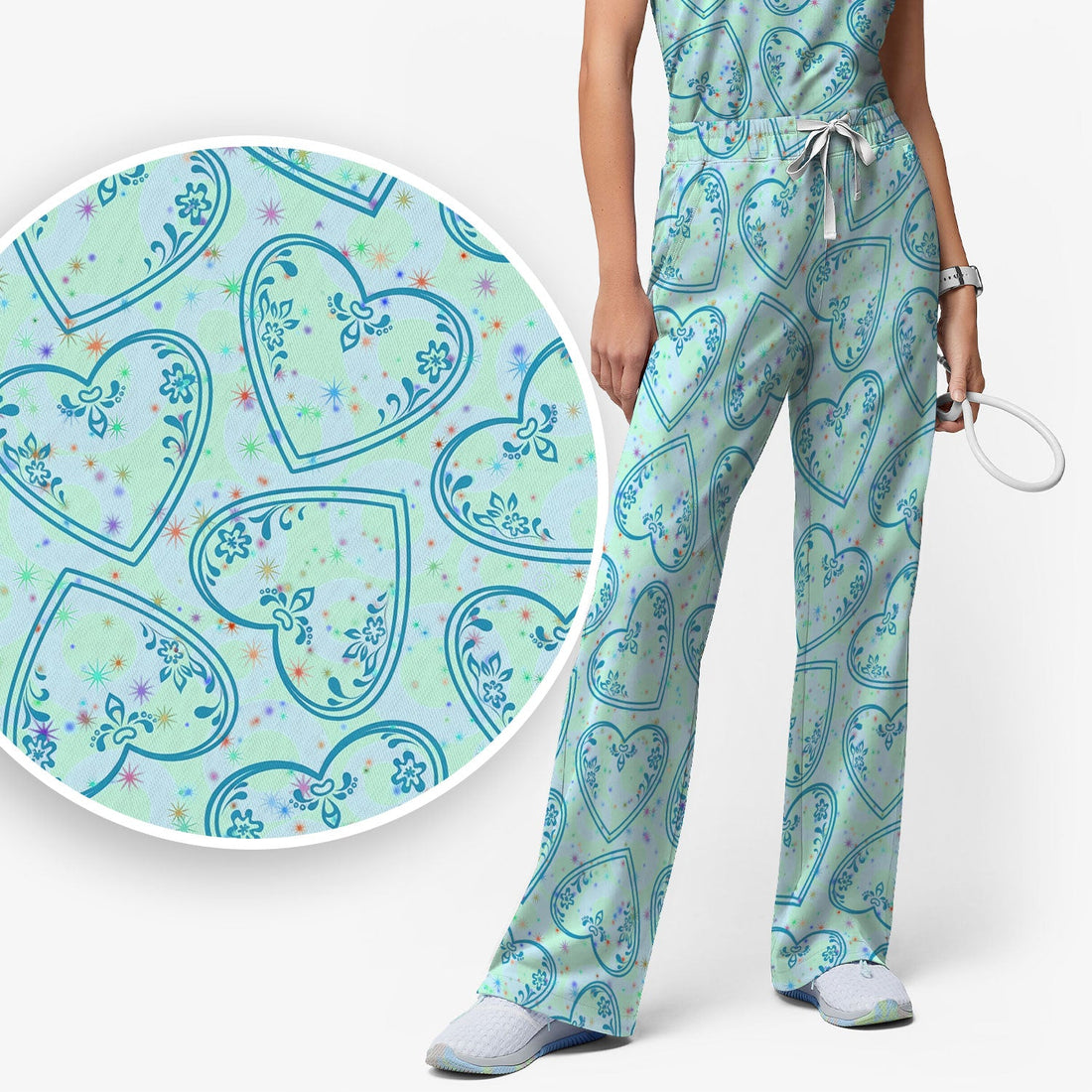 Valentine Hearts Nurse Scrub Set