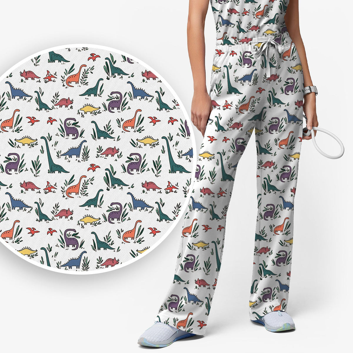 Dinosaur Leafy Garden Nurse Scrub Set