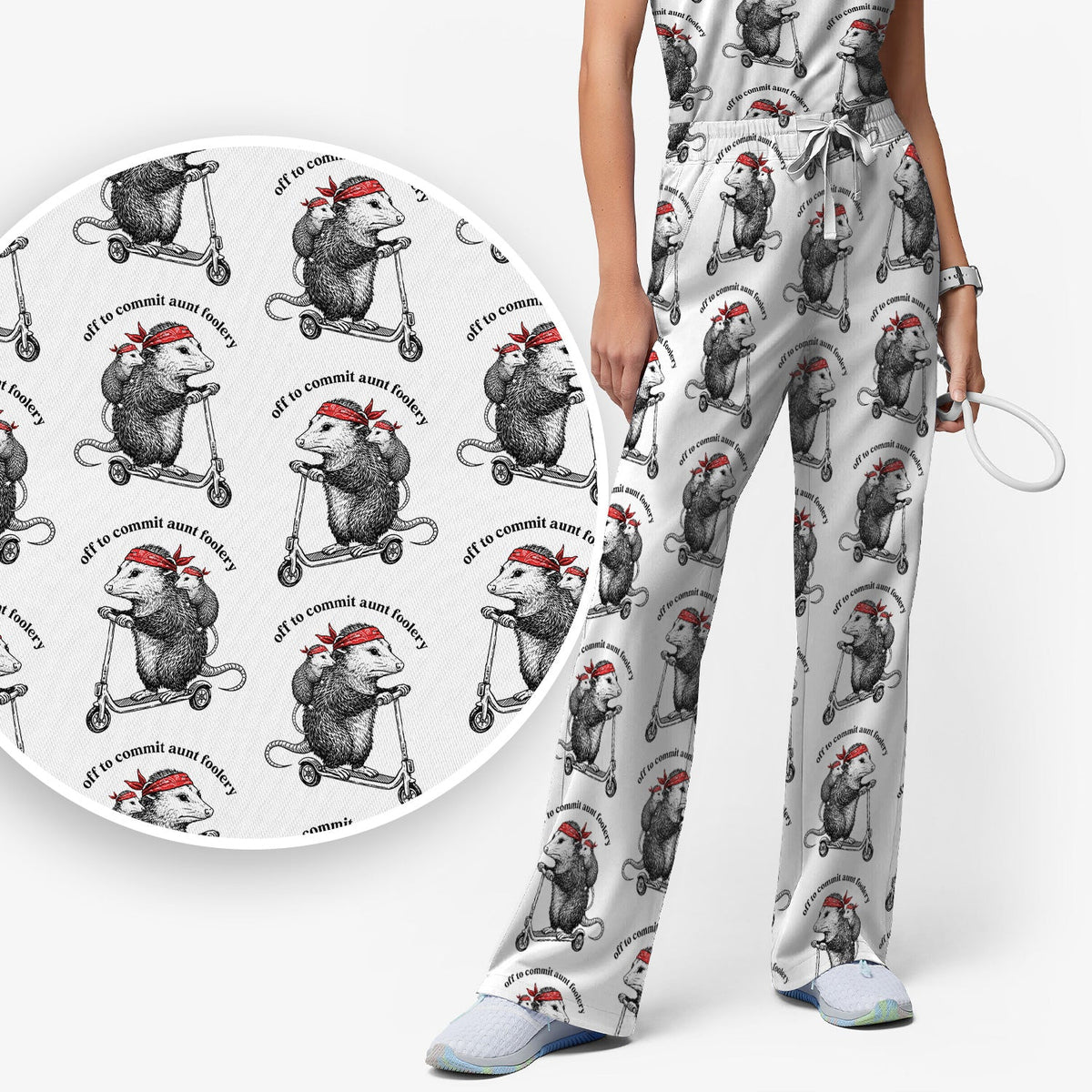 Aunt Foolery Opossum Nurse Scrub Set
