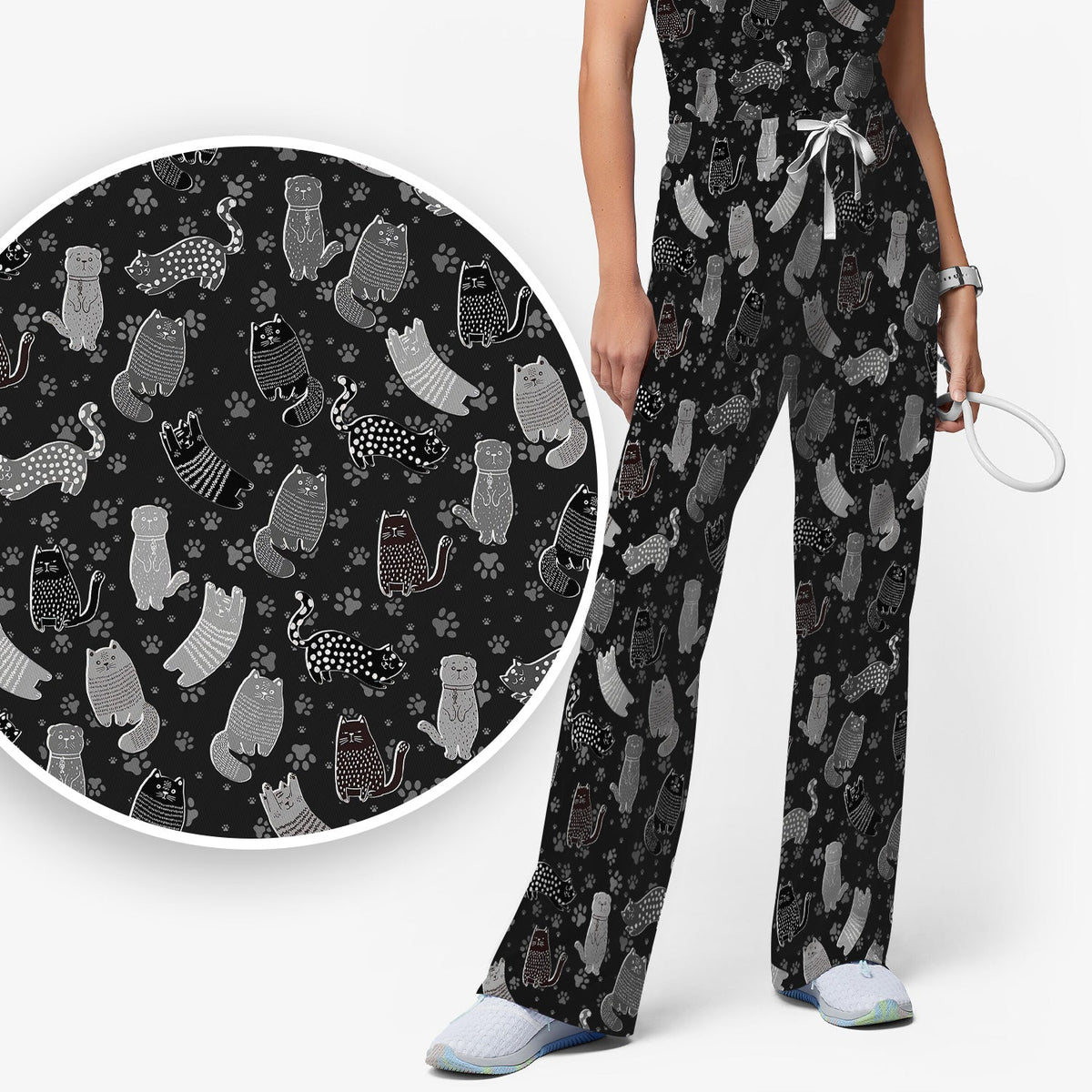 Cat Paw Print Nurse Scrub Set