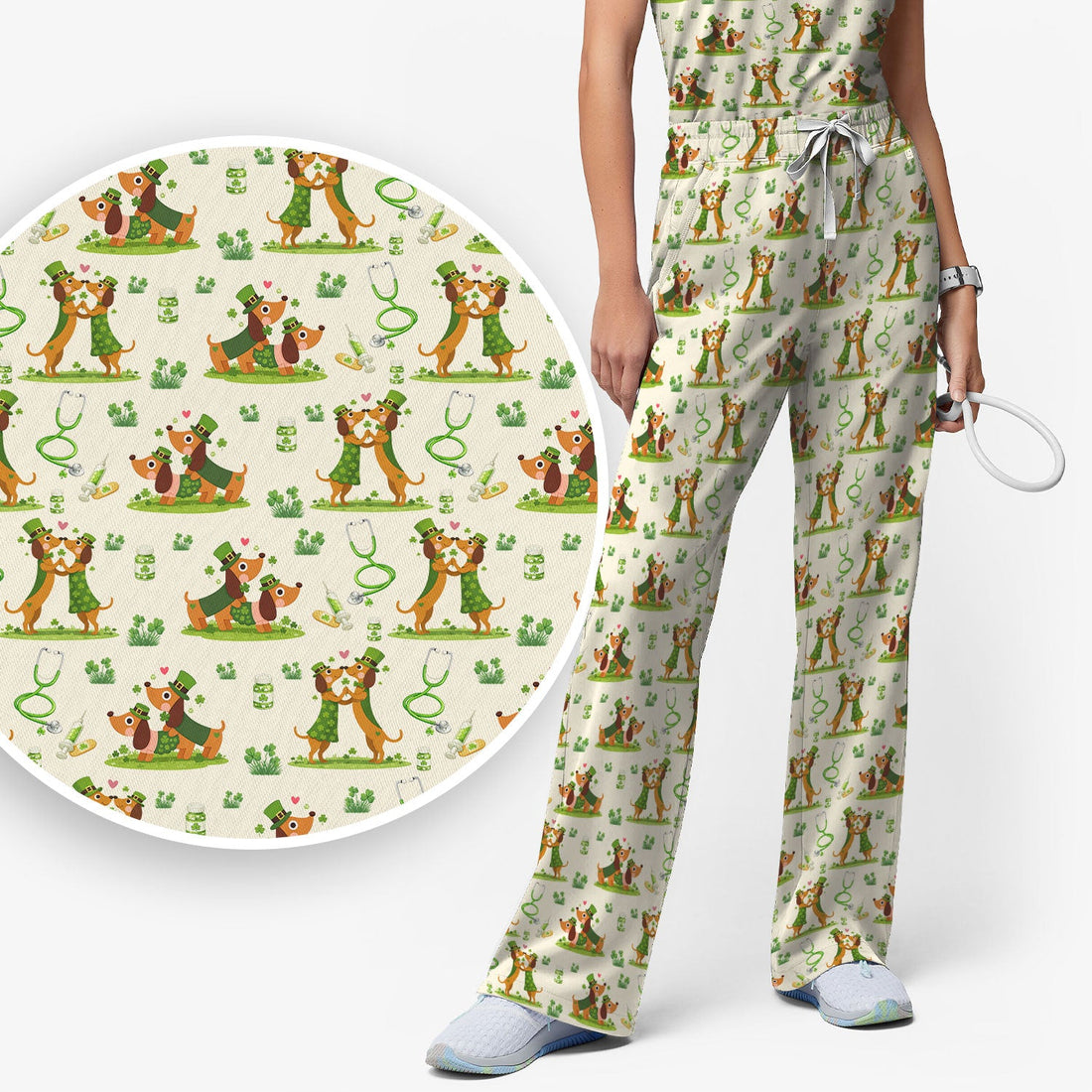 Valentine Dachshund Nurse Heart Scrub Set