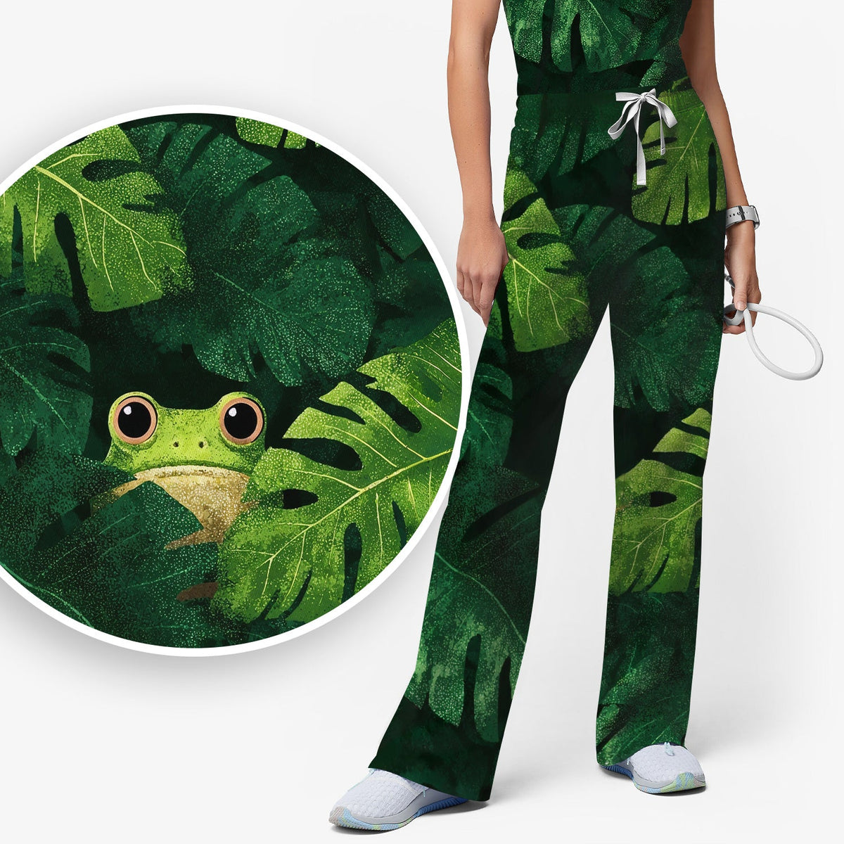 Frog Jungle Leaves Nurse Scrub Set