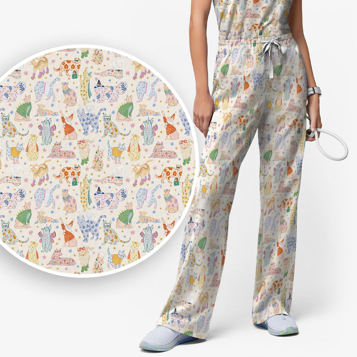 Colorful Cats Nurse Scrub Set