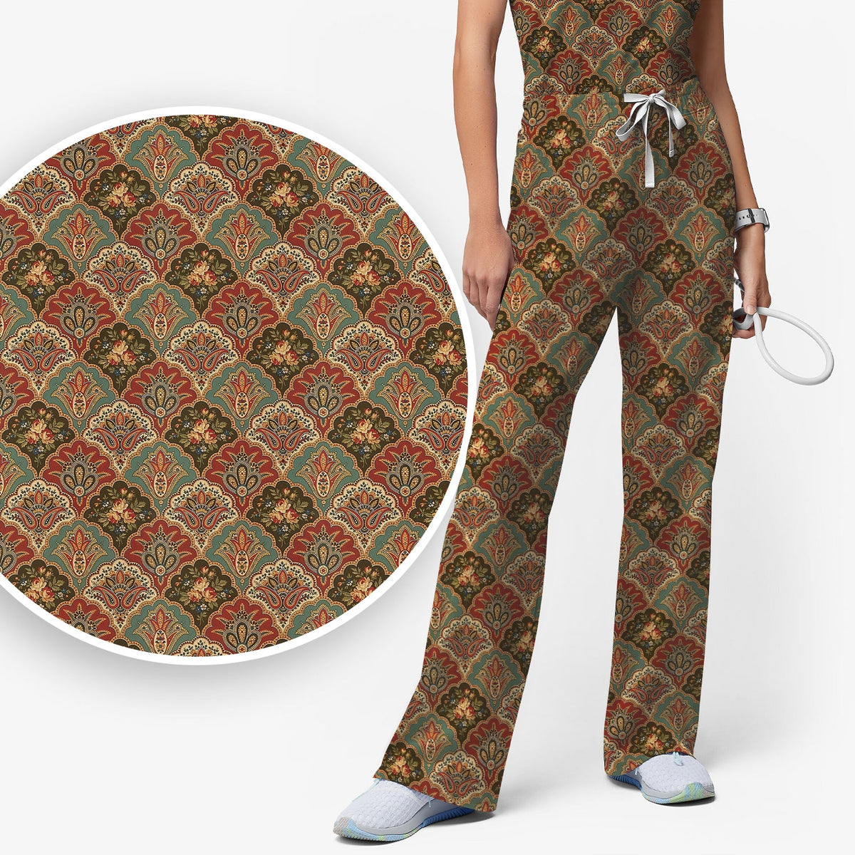 Vintage Floral Paisley Ornament Nurse Scrub Set