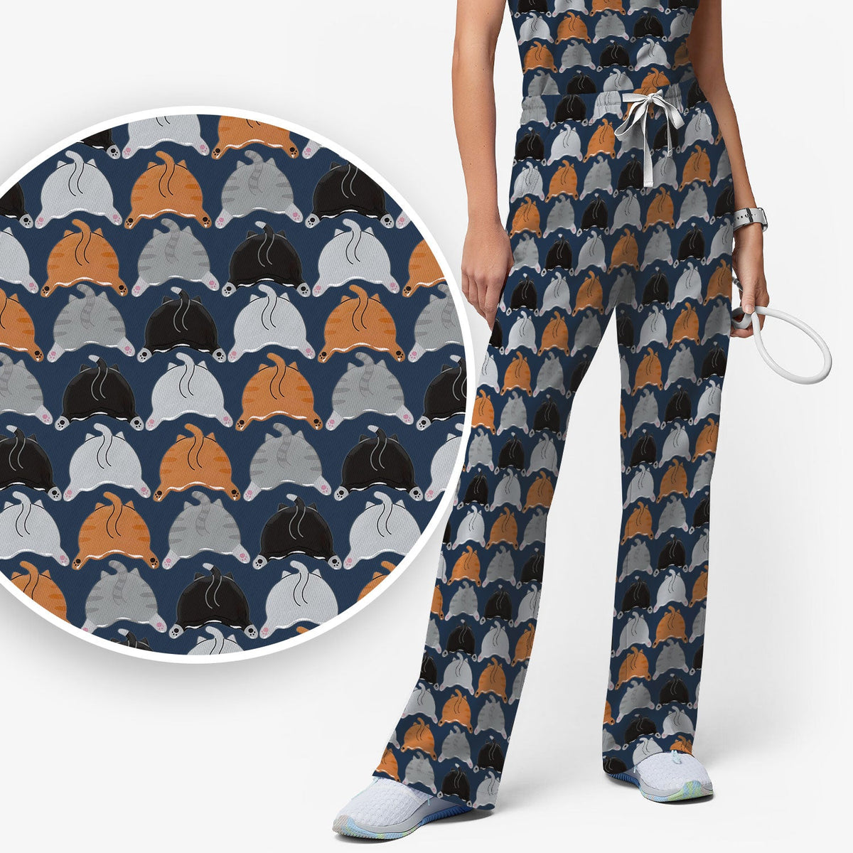 Multicolor Cat Nurse Scrub Set