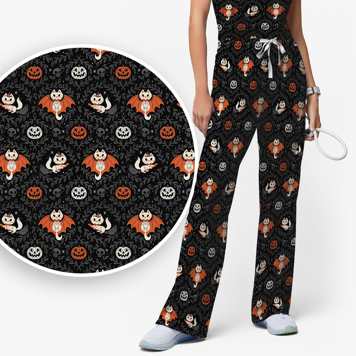 Halloween Vampire Cat Nurse Scrub Set