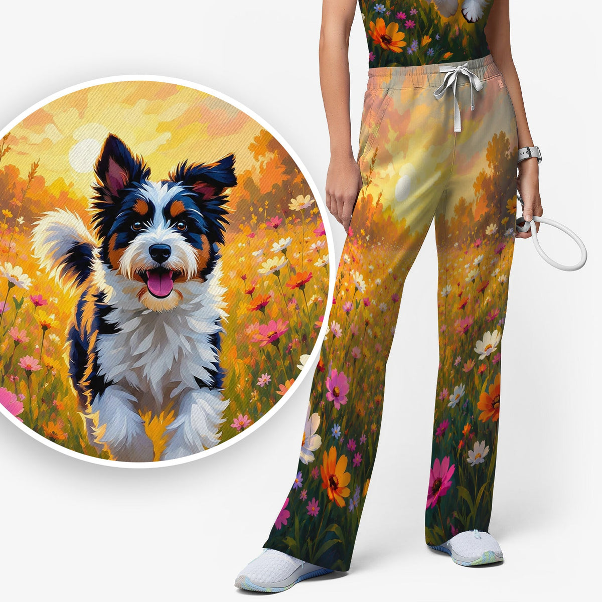 Floral Meadow Dog Nurse Scrub Set