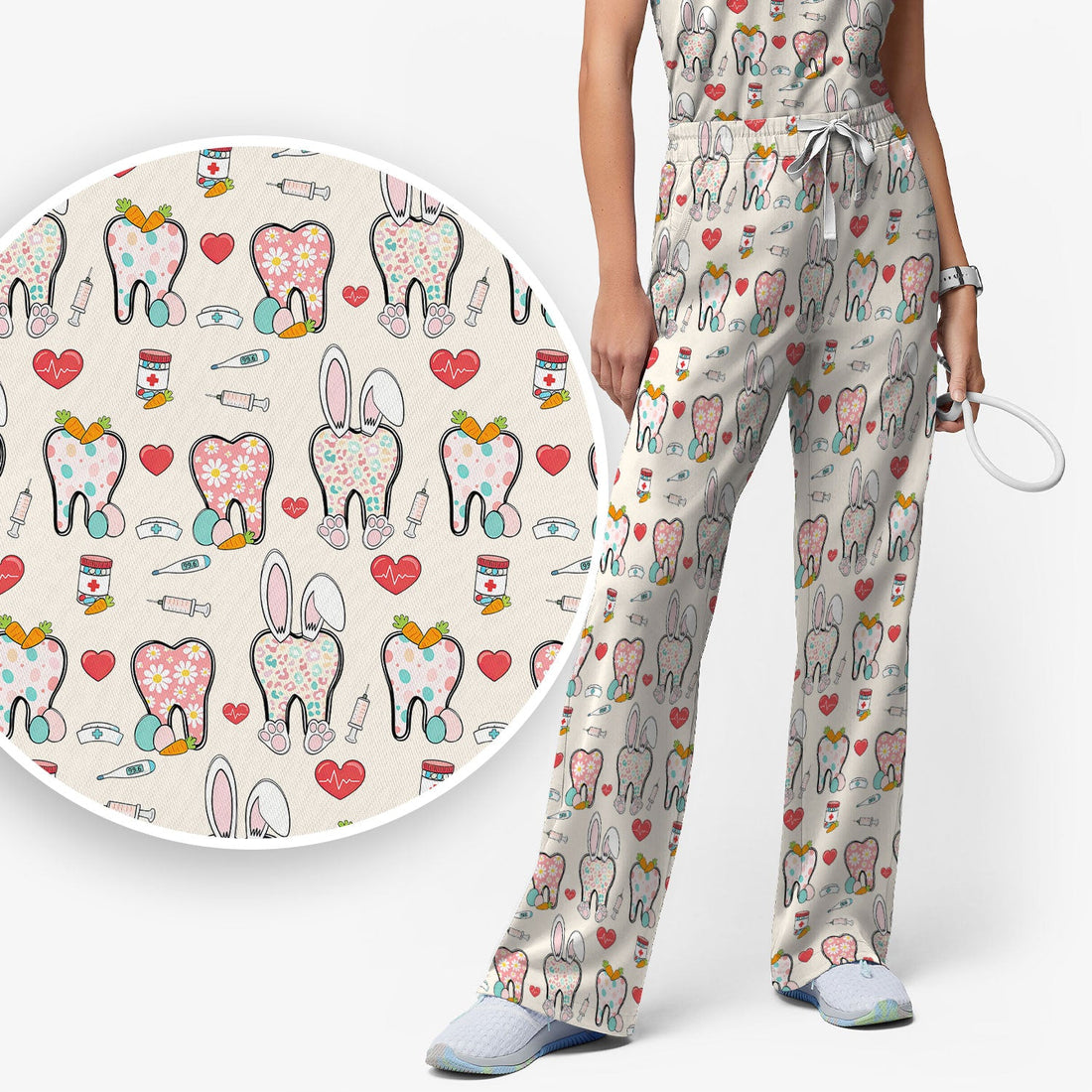 Easter Bunny Dentist Nurse Scrub Set