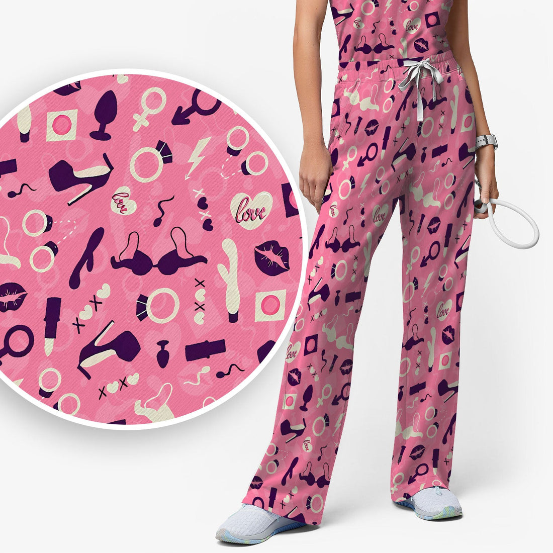 Valentine Nurse Pink Love Scrub Set